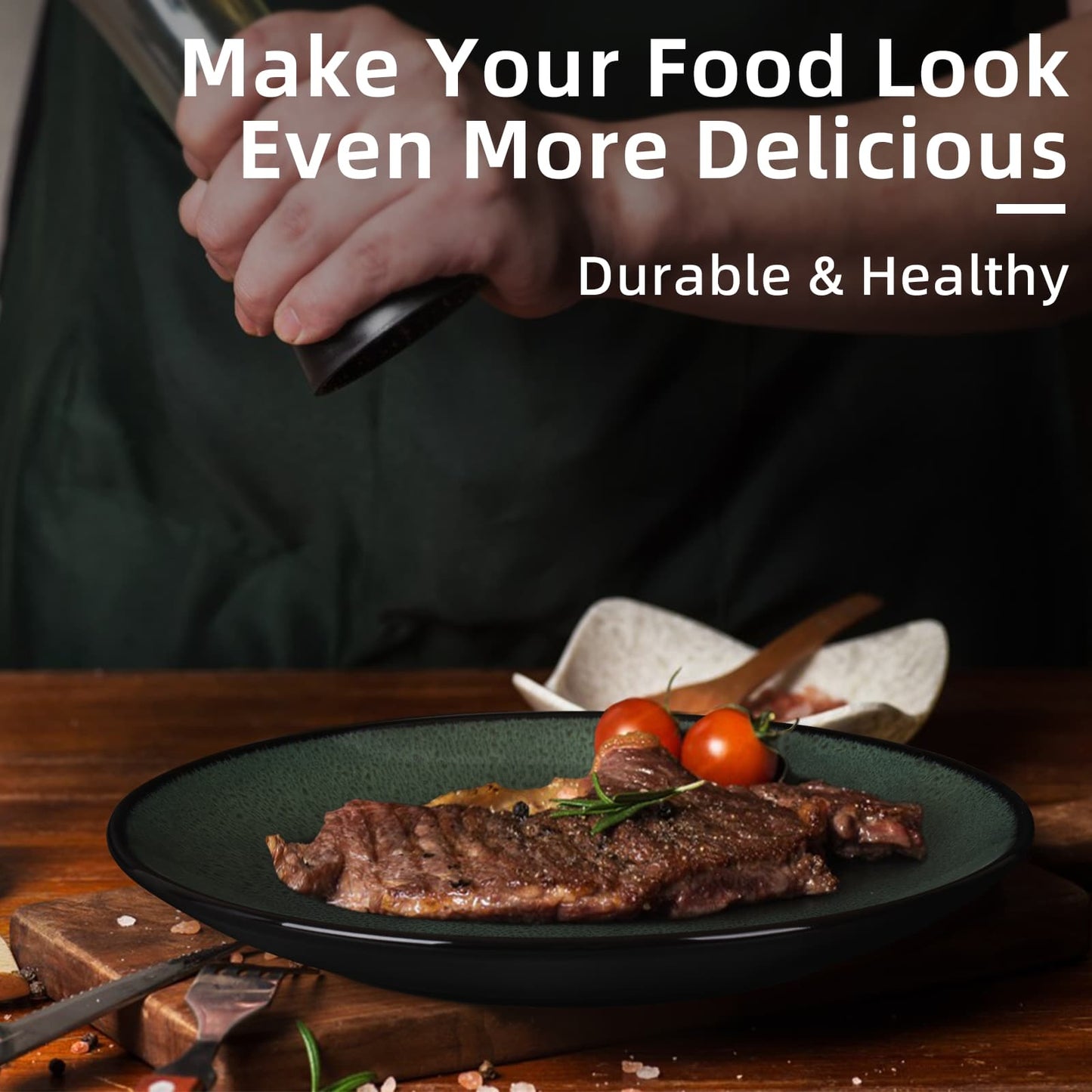 Ceramic Steak Plates Set of 6 - Multi-Purpose Dinner Plates