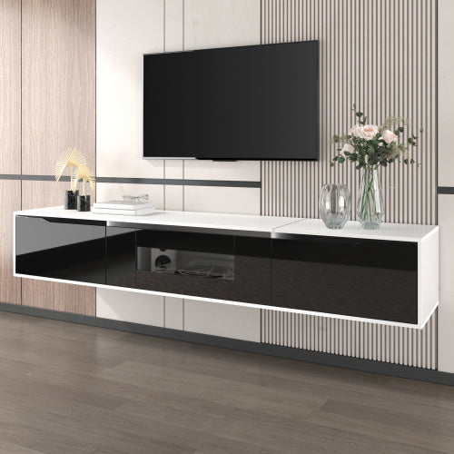 180cm High Gloss TV Cabinet with LED Lights - Modern Entertainment Unit for 50-59" TVs