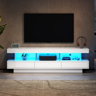 160cm High Gloss TV Stand with Smart LED Lights - Modern Entertainment Unit for 70-79" TVs