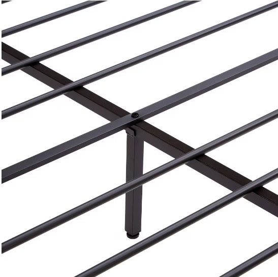 King Size Metal Platform Bed with Wooden Headboard, Footboard & USB Ports