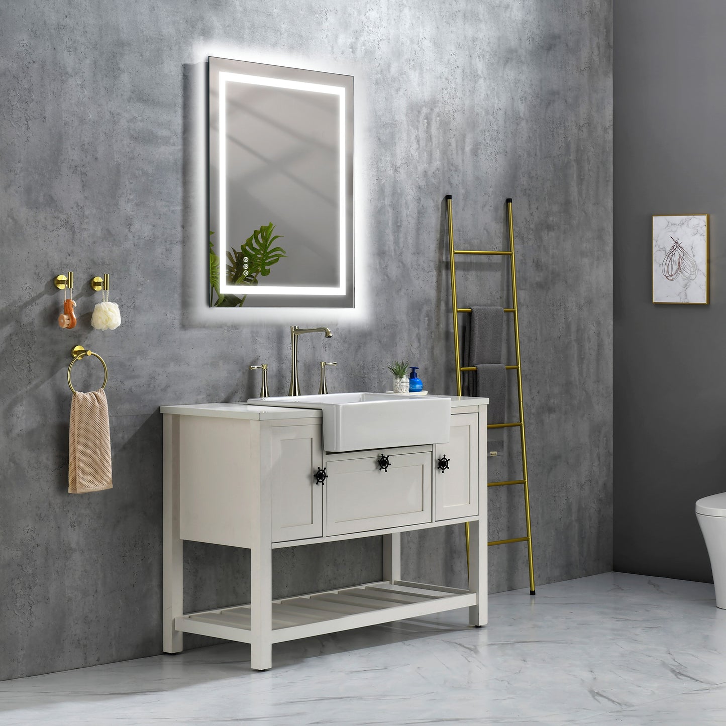 36" x 28" LED Bathroom Mirror - Large Illuminated Wall Mirror with Touch Control