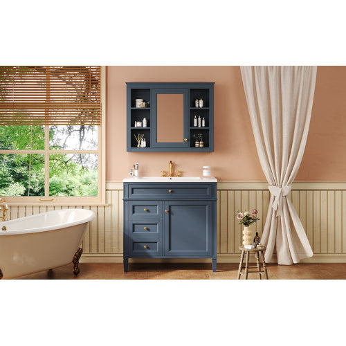 36" Bathroom Vanity with Medicine Cabinet - Modern Storage Cabinet with Soft-Close Doors