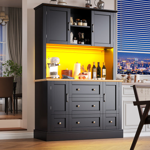 LED Bar Cabinet - Modern Home Bar with 16-Colour RGB Lighting & Wine Glass Holder