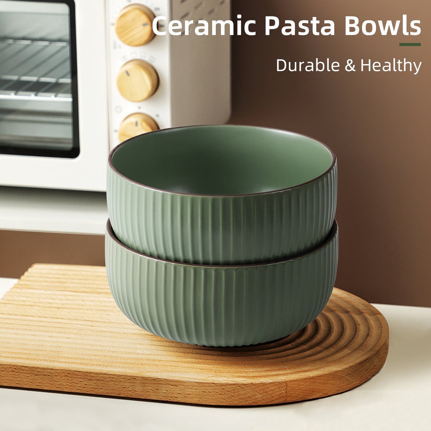 Ceramic Bowls Set of 4 - 46oz Large Serving Bowls for Cereal, Salad & Pasta