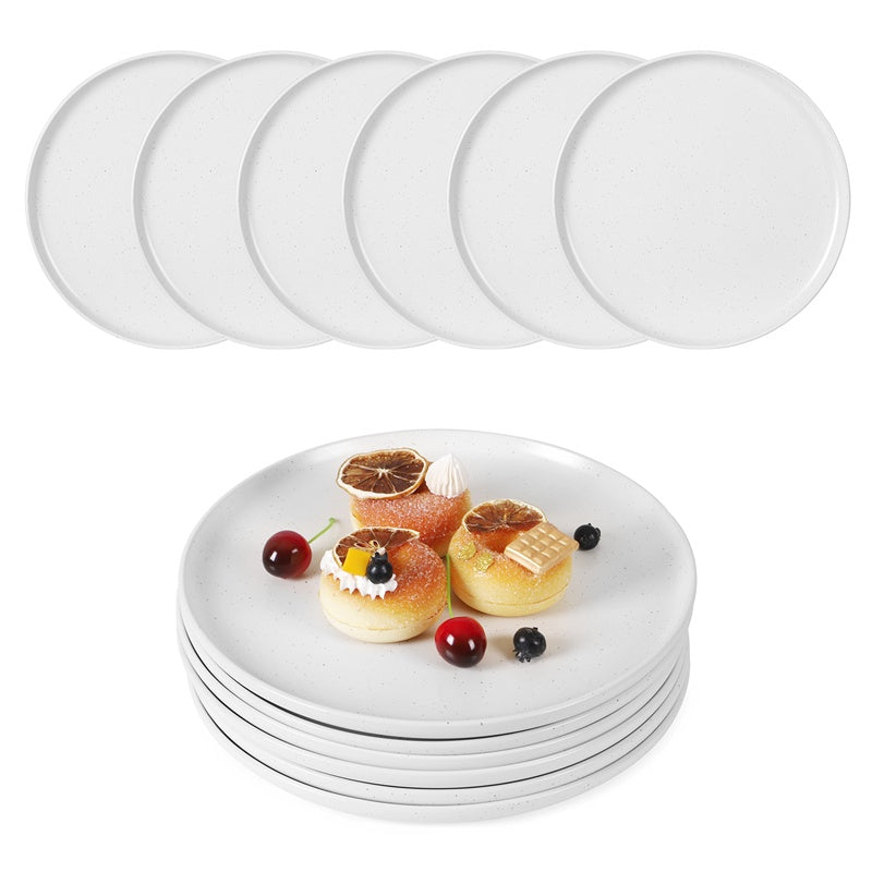 Steak Plates Set of 6 - Modern Dinner Plates for Steak, Pasta & Salad