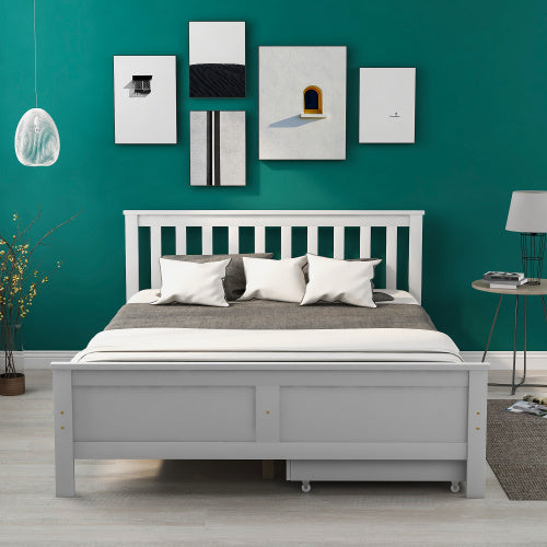 White Pine Double Bed with Storage Drawers - 4ft6 Wooden Bed Frame