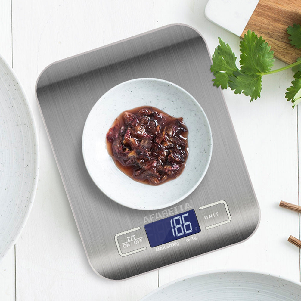 Digital Kitchen Scale 5kg - Stainless Steel Food Weight Scale with LCD Display