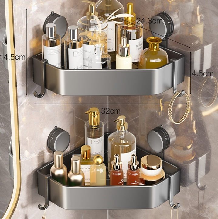 Suction Cup Bathroom Corner Bracket - 3-Tier Transparent Water Ripple Shelf