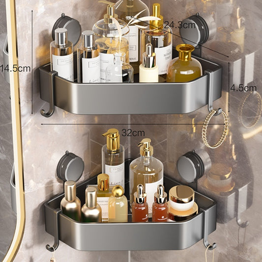 Suction Cup Bathroom Corner Bracket - 3-Tier Transparent Water Ripple Shelf