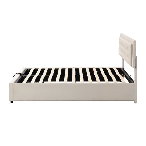 Grey Velvet King Bed Frame with Storage - 5FT Upholstered Bed with Slats (150x200cm)