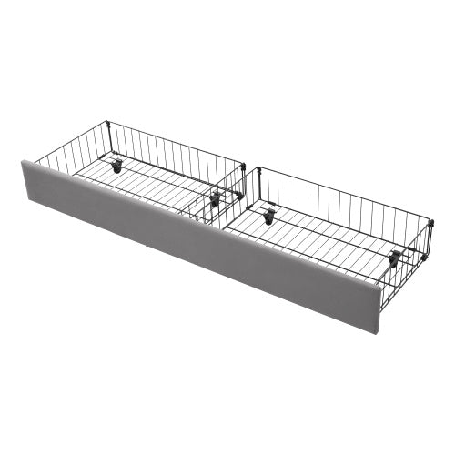 Grey Velvet King Bed Frame with Storage - 5FT Upholstered Bed with Slats (150x200cm)