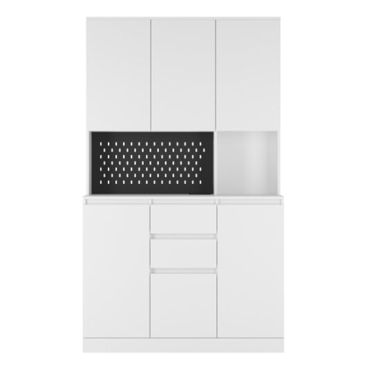 74" Kitchen Storage Cabinet with Charging Station - Modern Buffet with Microwave Rack