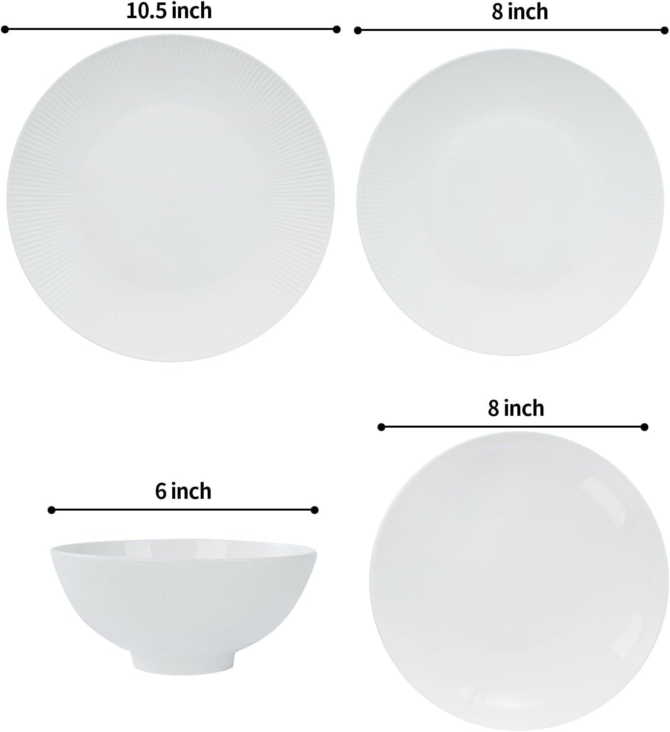Dandilion Bone China Dinnerware Set - 16 Pieces Service for 4 (Ivory White)