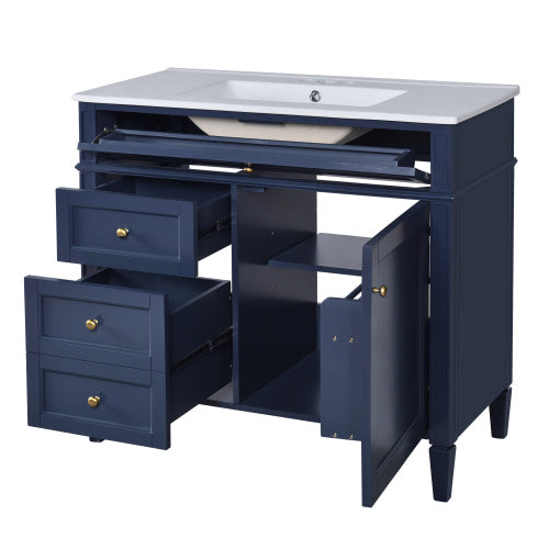 36" Bathroom Vanity with Medicine Cabinet - Modern Storage Cabinet with Soft-Close Doors