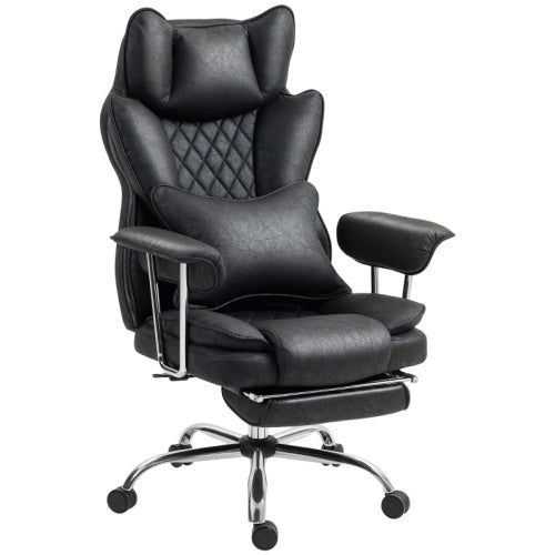 HOMCOM Reclining Office Chair with Lumbar Support - Executive Leatherette Desk Chair