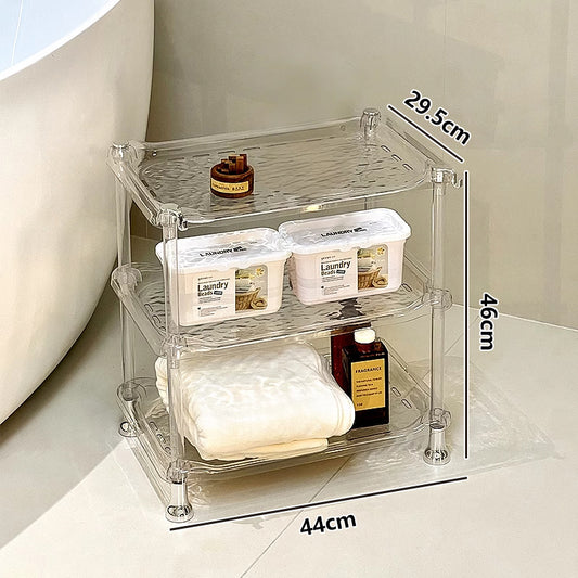 3-Tier Bathroom Water Ripple Transparent Shelf - Modern Acrylic Storage