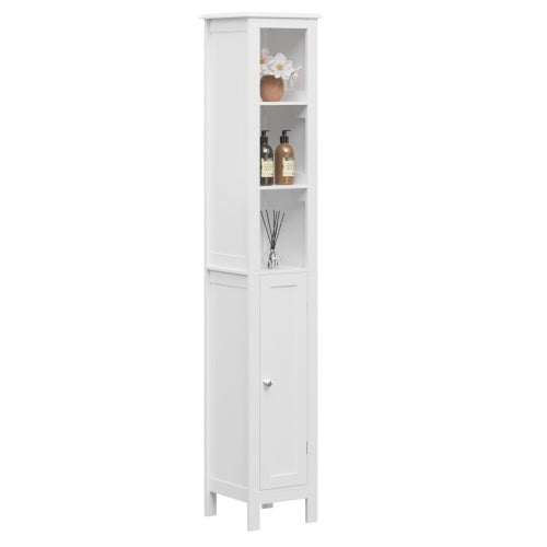 66.92" Tall Bathroom Storage Cabinet - Slim Freestanding Cabinet with Adjustable Shelves