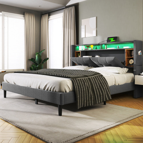 Solid Wood Bed Frame King Size - Natural Wooden Bed 160x200cm