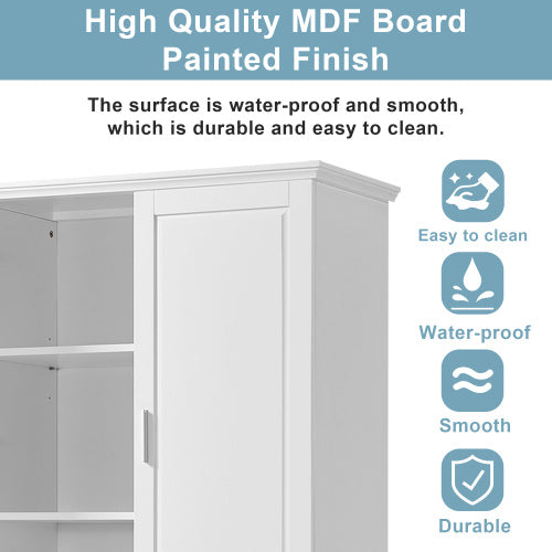 High Bathroom Storage Cabinet - Tall Vertical Storage with Multiple Compartments