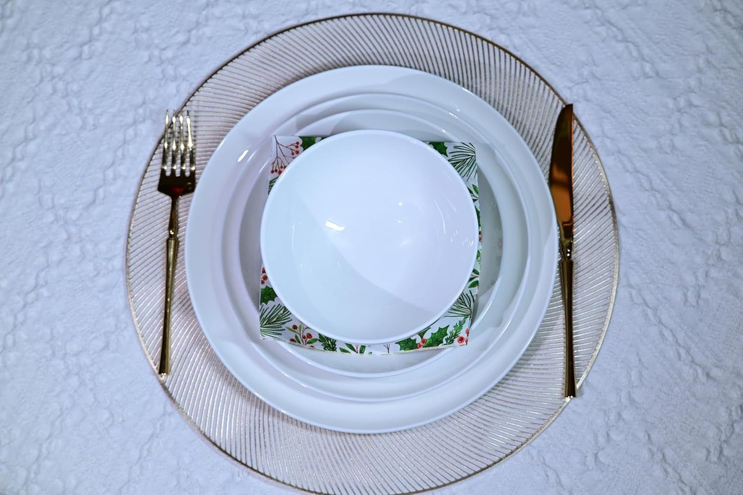 Jasmine Bone China Dinnerware Set - 16 Pieces Service for 4 (Ivory White)