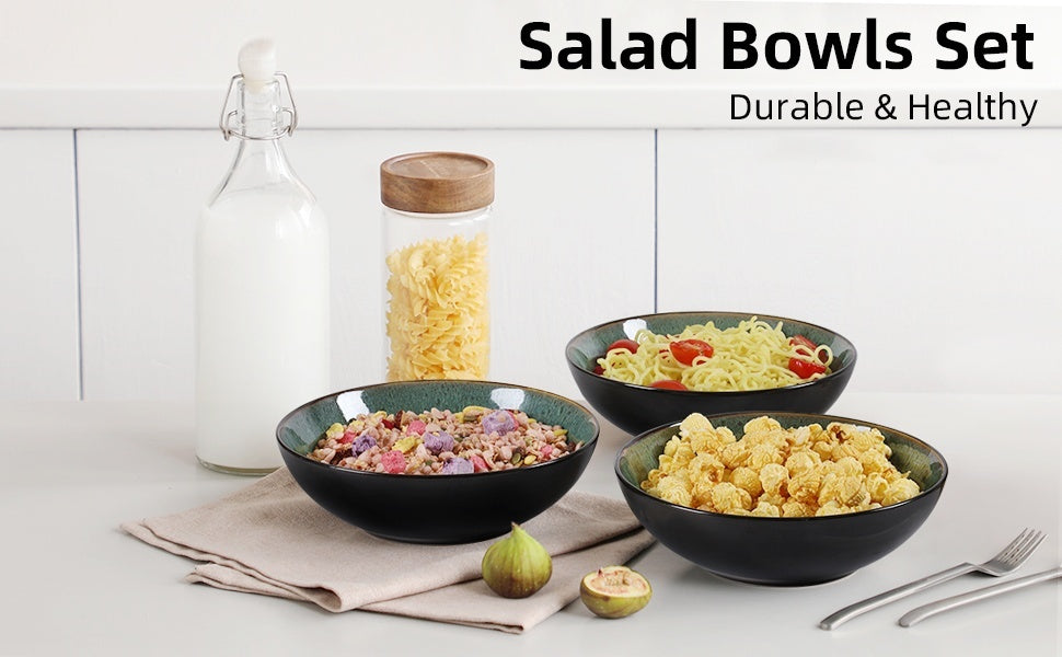 Creative Western Kiln Change Peacock Green Bowl 30oz - Set of 4 for Cereal, Salad, Pasta & Soup