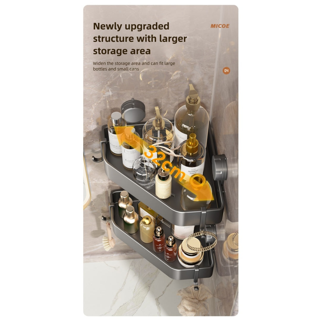 Suction Cup Bathroom Corner Bracket - 3-Tier Transparent Water Ripple Shelf