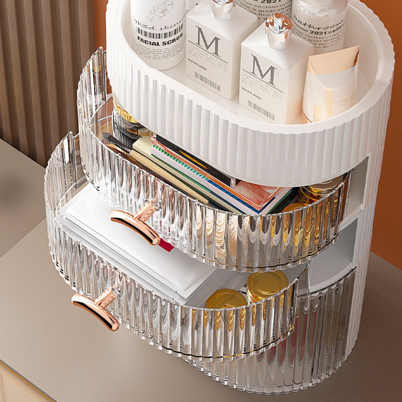 Cosmetics Storage Box - Dustproof Desktop Makeup Organizer with Drawers