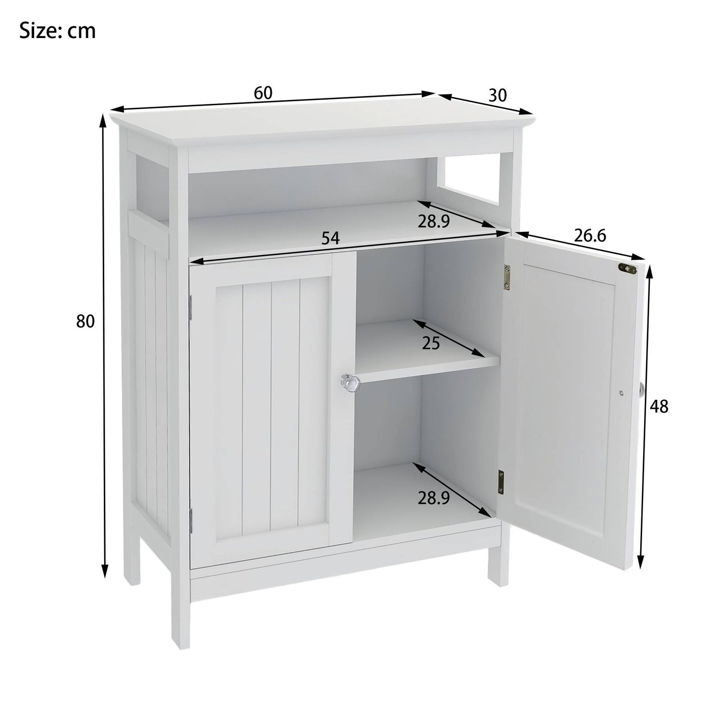 Bathroom Standing Storage Cabinet White Double Shutter Doors Cabinet