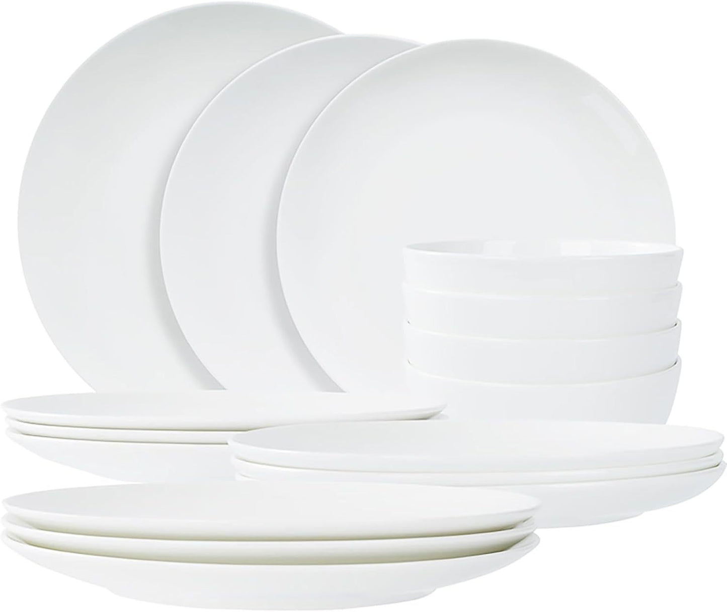 Jasmine Bone China Dinnerware Set - 16 Pieces Service for 4 (Ivory White)