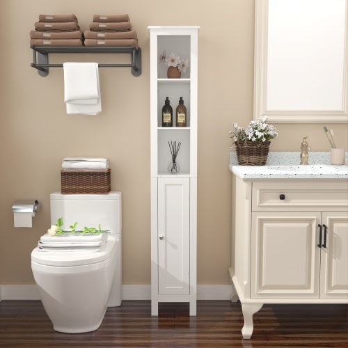66.92" Tall Bathroom Storage Cabinet - Slim Freestanding Cabinet with Adjustable Shelves