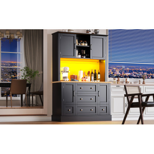 LED Bar Cabinet - Modern Home Bar with 16-Colour RGB Lighting & Wine Glass Holder