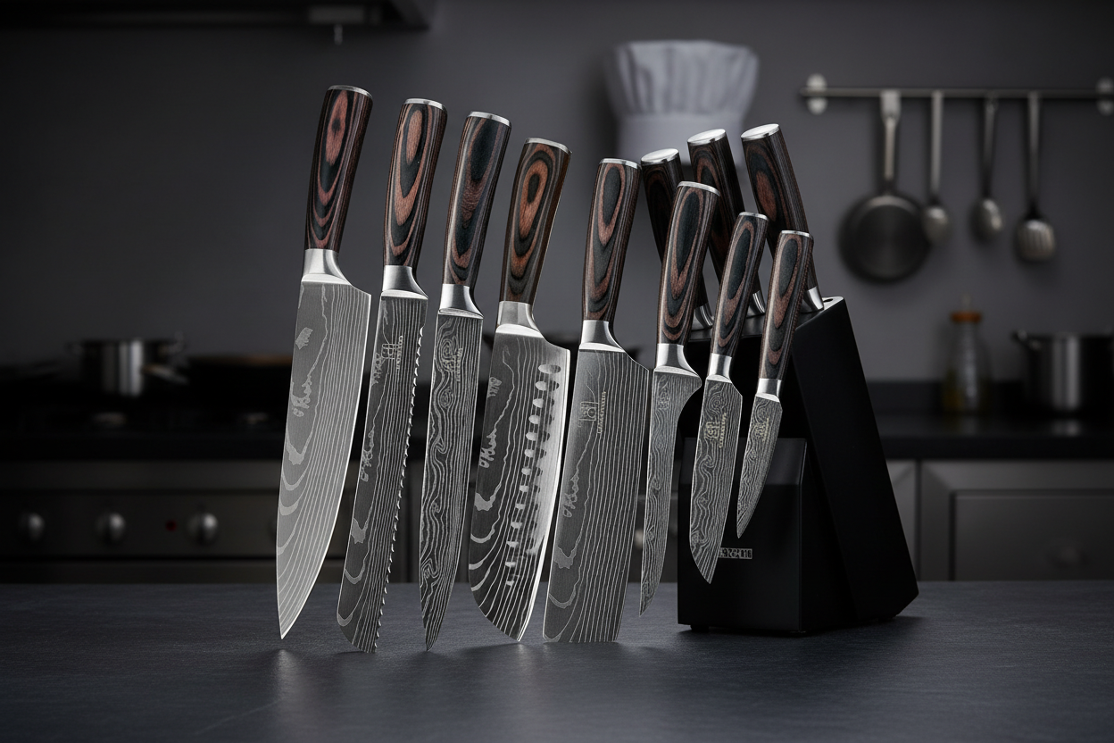 Knife set - dark professional background