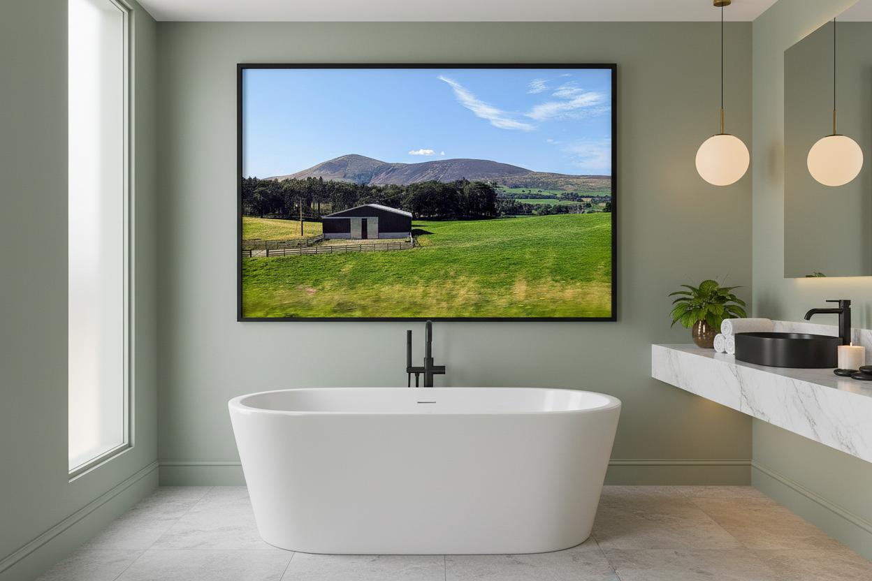 20x30 Scottish Farm Canvas - Highland Countryside with Barn Wall Art