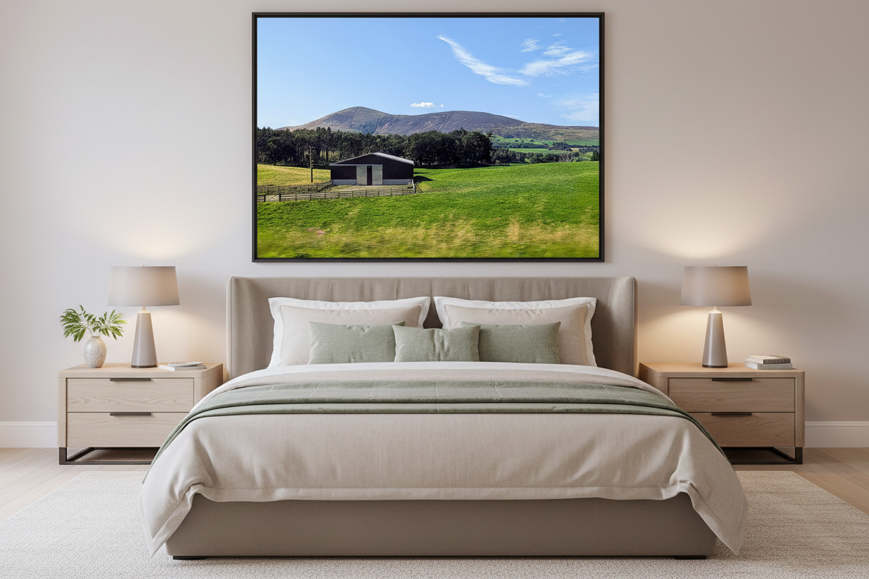 20x30 Scottish Farm Canvas - Highland Countryside with Barn Wall Art