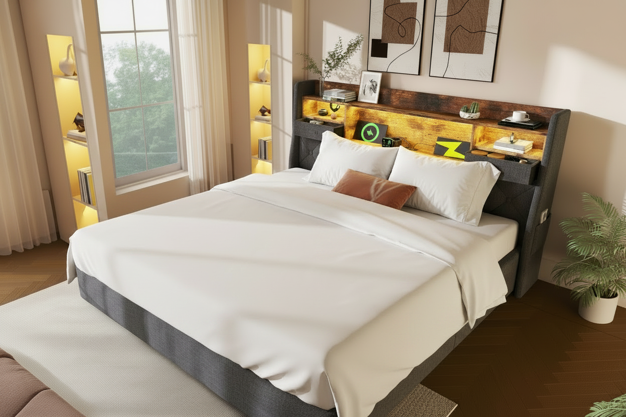 White duvet - made bed